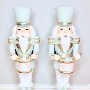 New cupcakes and cashmere pastel and silver toy soldier statue set of 2